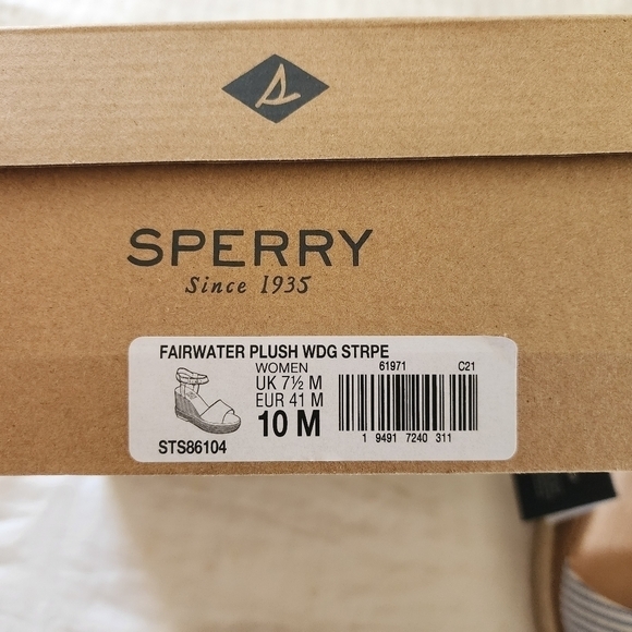 Sperry Top-Sider Fairwater Striped Wedge Sandal size 10 women New In Box - Picture 6 of 6